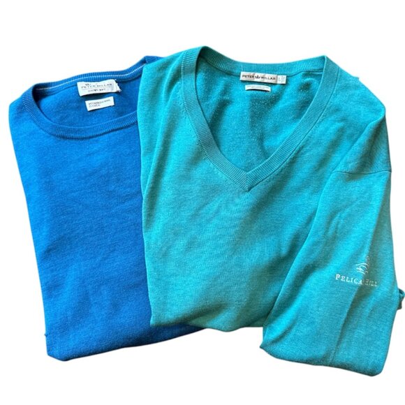 Men's Peter Millar Soft Blue Green Sweaters - Picture 2 of 7